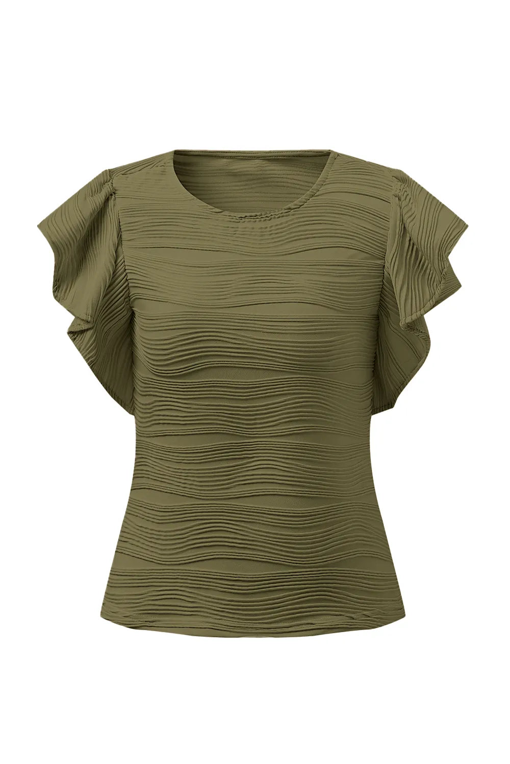 Textured Round Neck Cap Sleeve Top – Trendsi | ClozArt