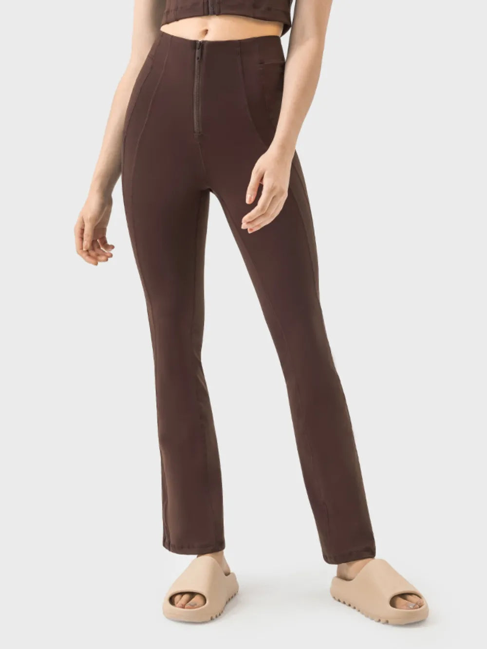 Millennia Zipper Detail High Waist Active Pants – Trendsi | ClozArt