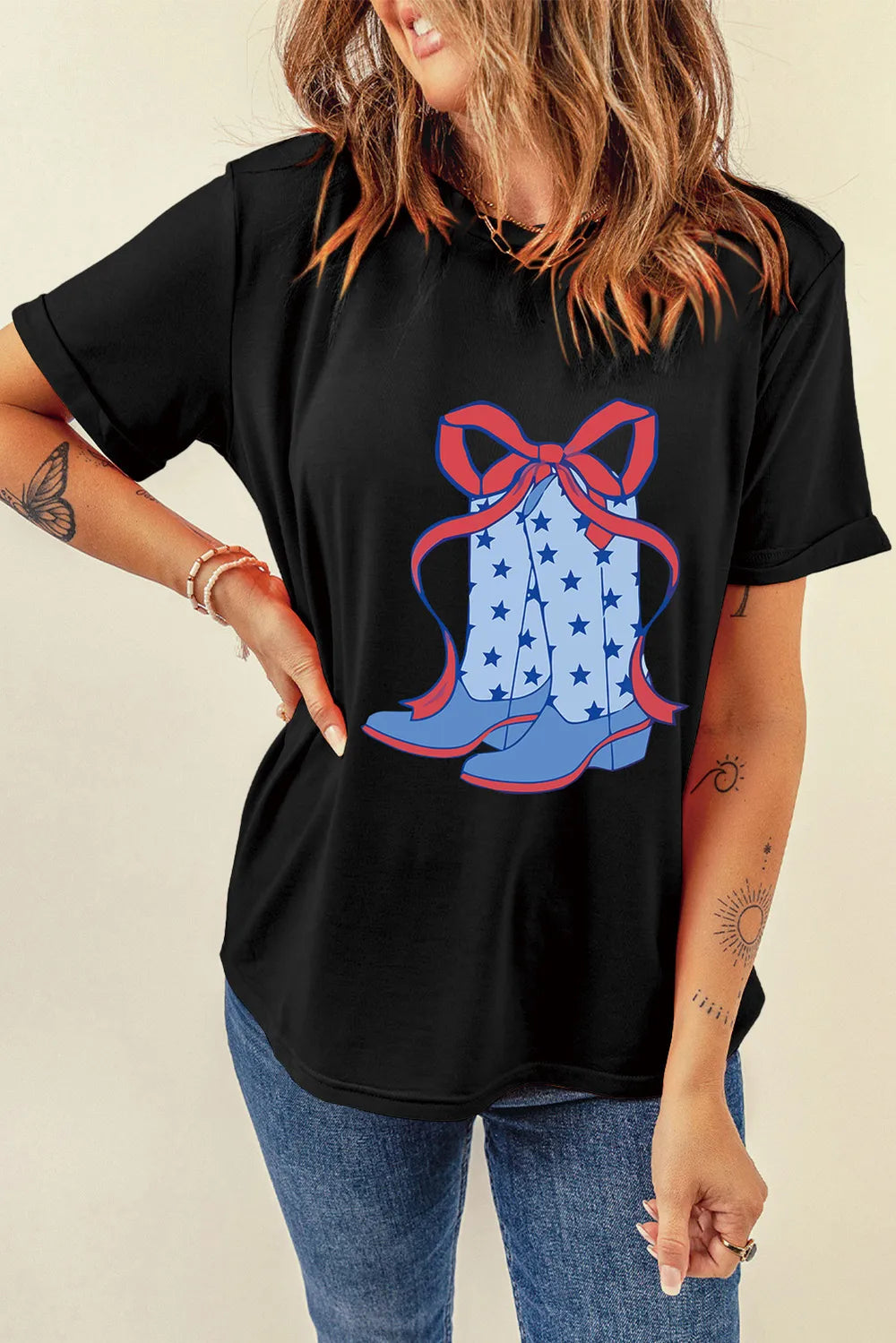 Boot Graphic Round Neck Short Sleeve T-Shirt – Trendsi | ClozArt