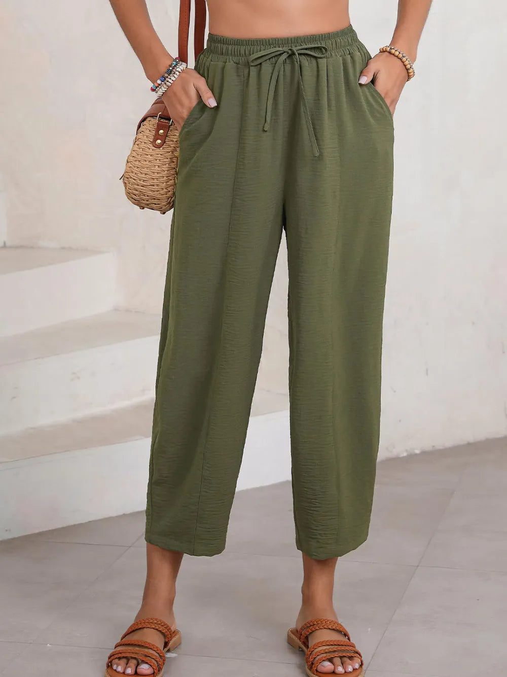 Full Size Drawstring Cropped Jogger Pants Plus Size – Trendsi | ClozArt