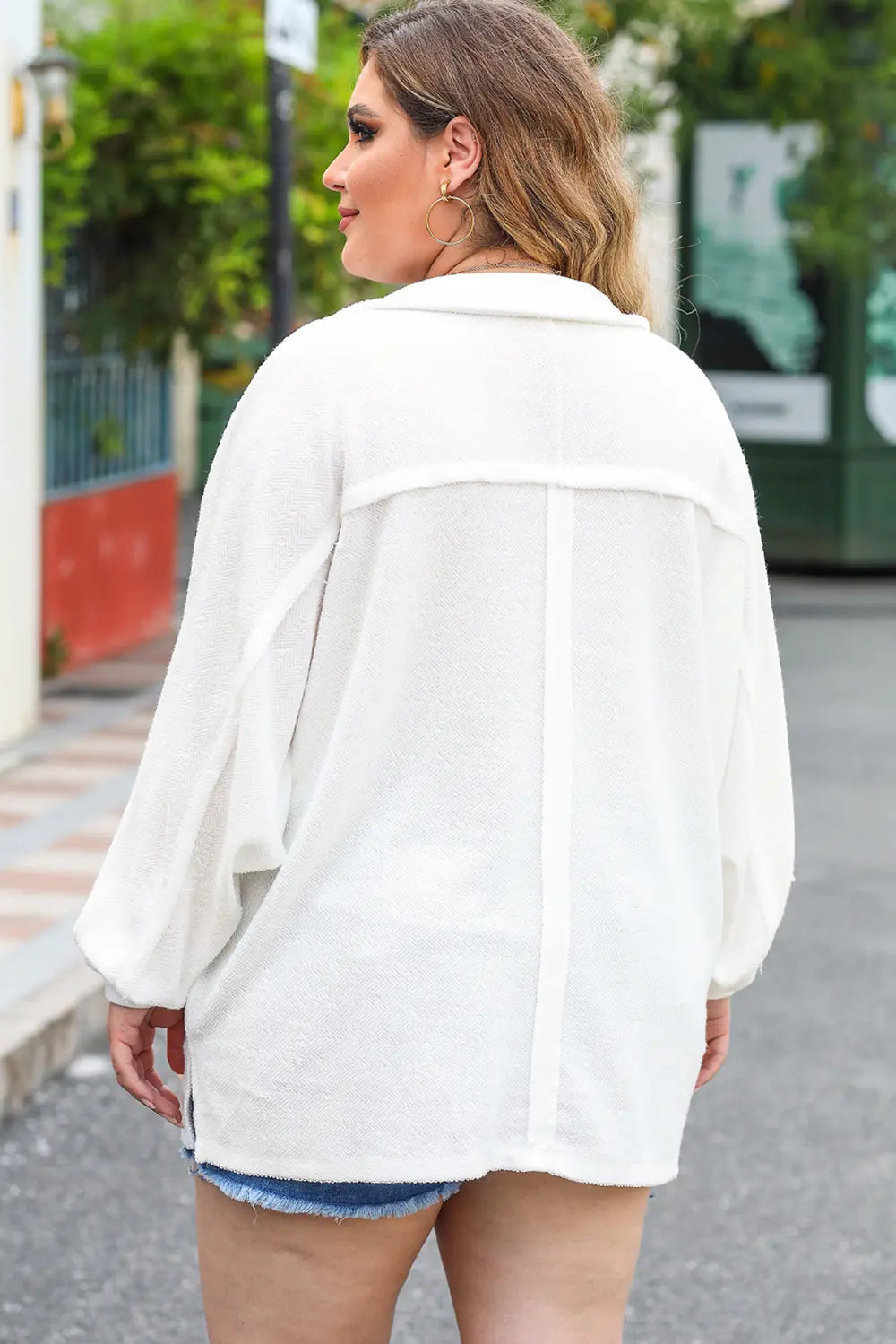 Plus Size Half Button Collared Neck Long Sleeve Blouse – Trendsi | ClozArt