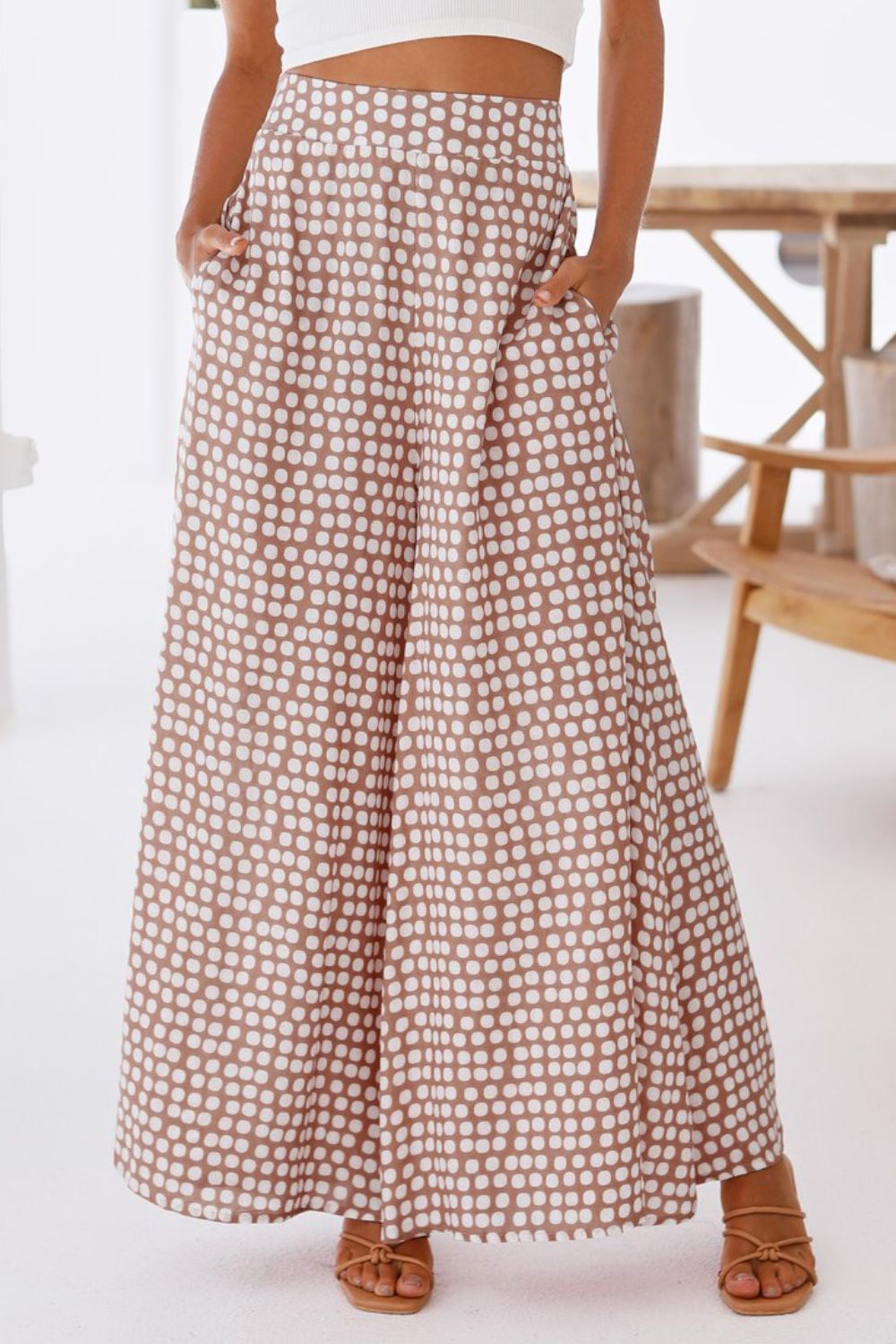 Polka Dot High Waist Wide Leg Pants with Pockets – Trendsi | ClozArt
