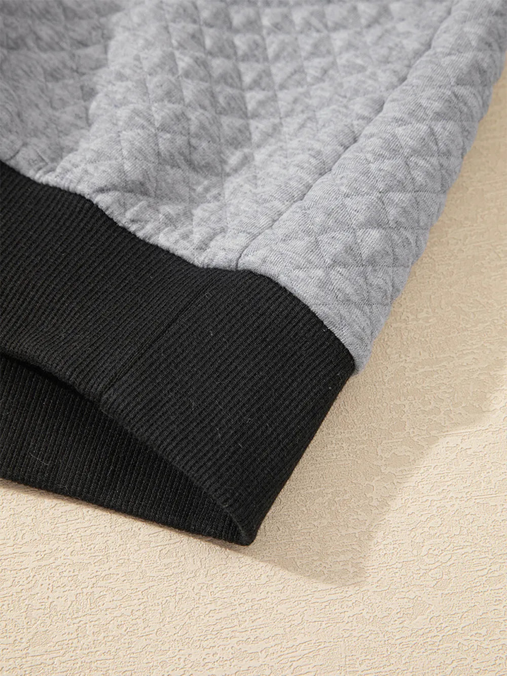 Texture Quarter Button Long Sleeve Sweatshirt – Trendsi | ClozArt