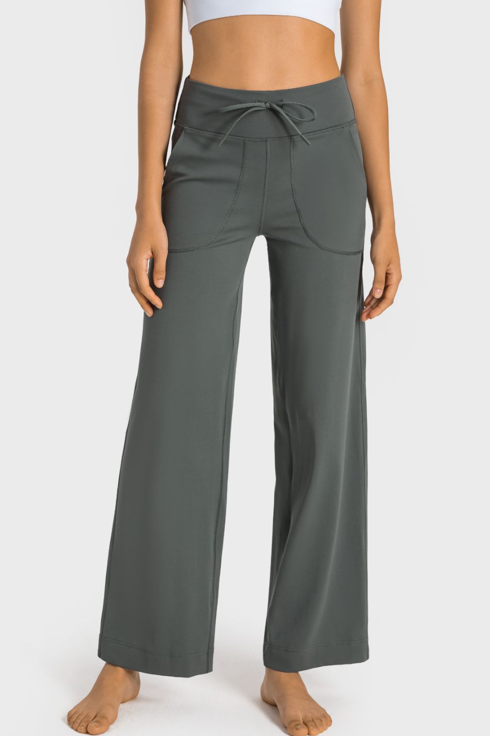 Millennia Drawstring Waist Wide Leg Sports Pants with Pockets – Trendsi | ClozArt