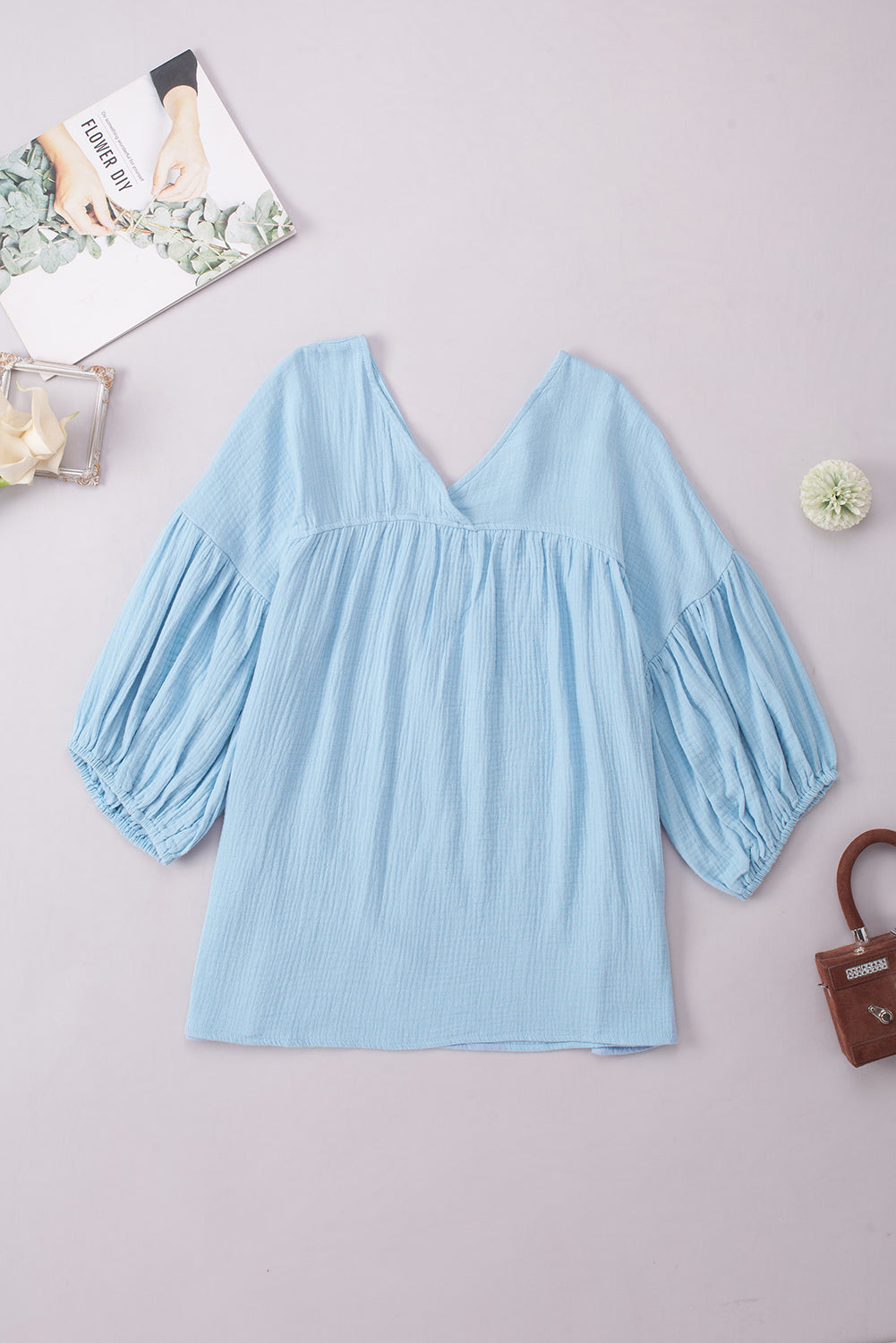 Dropped Shoulder V-Neck Blouse – Trendsi | ClozArt