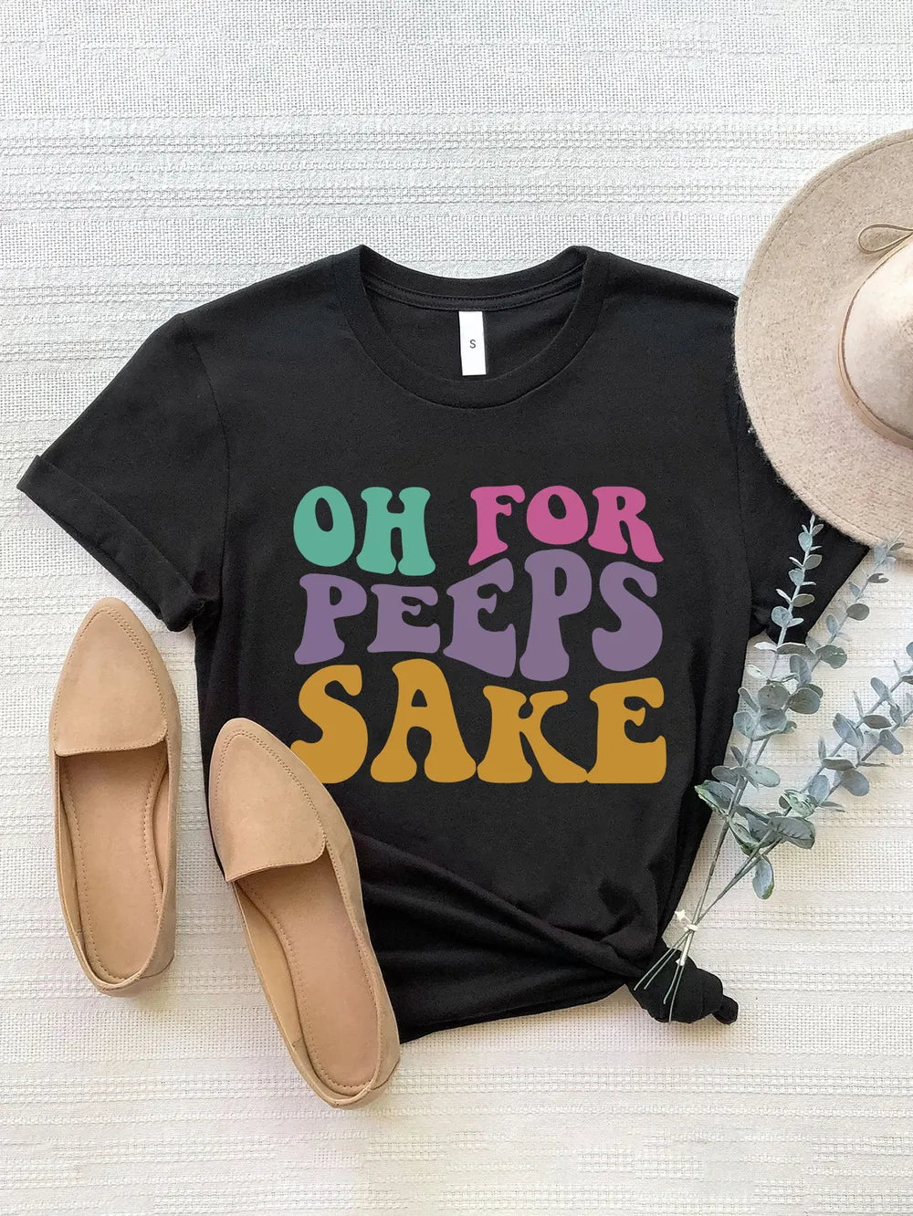 OH FOR PEEPS SAKE Round Neck T-Shirt – Trendsi | ClozArt