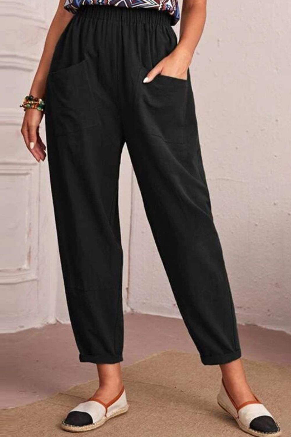 Elastic Waist Pocket Tapered Pants – Trendsi | ClozArt