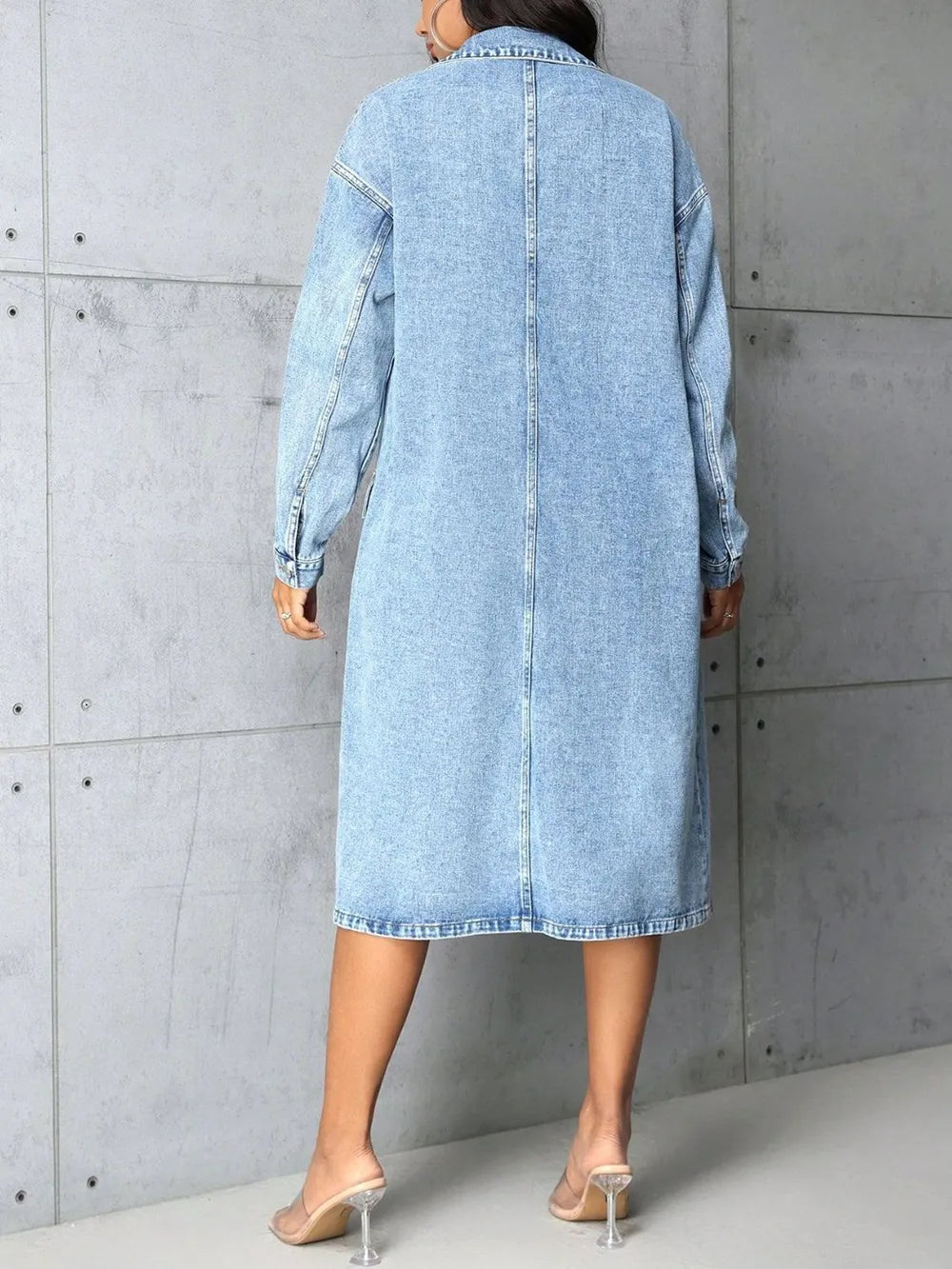 Pocketed Button Up Collared Neck Denim Top – Trendsi | ClozArt