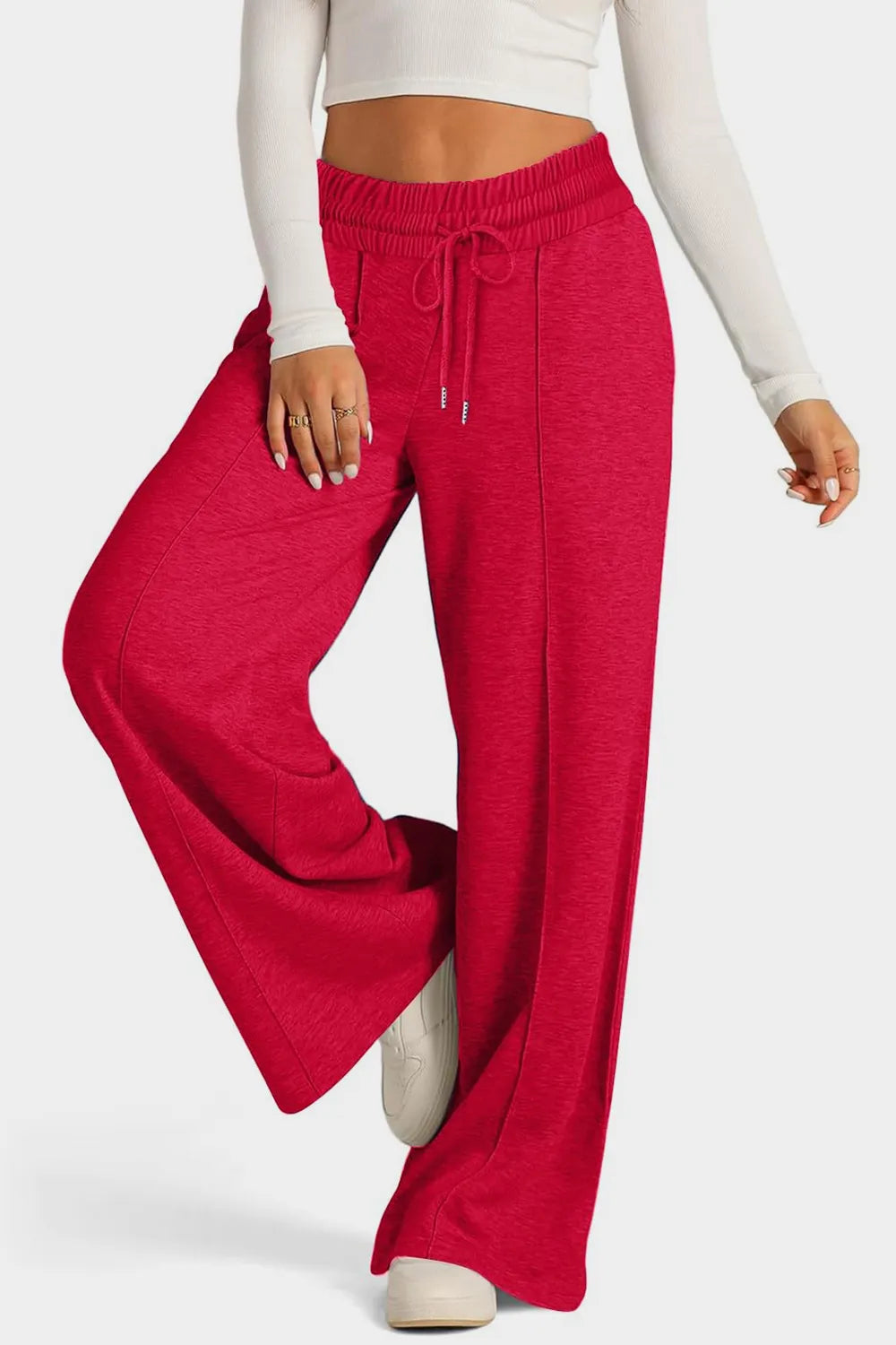 Drawstring Elastic Waist Wide Leg Pants – Trendsi | ClozArt