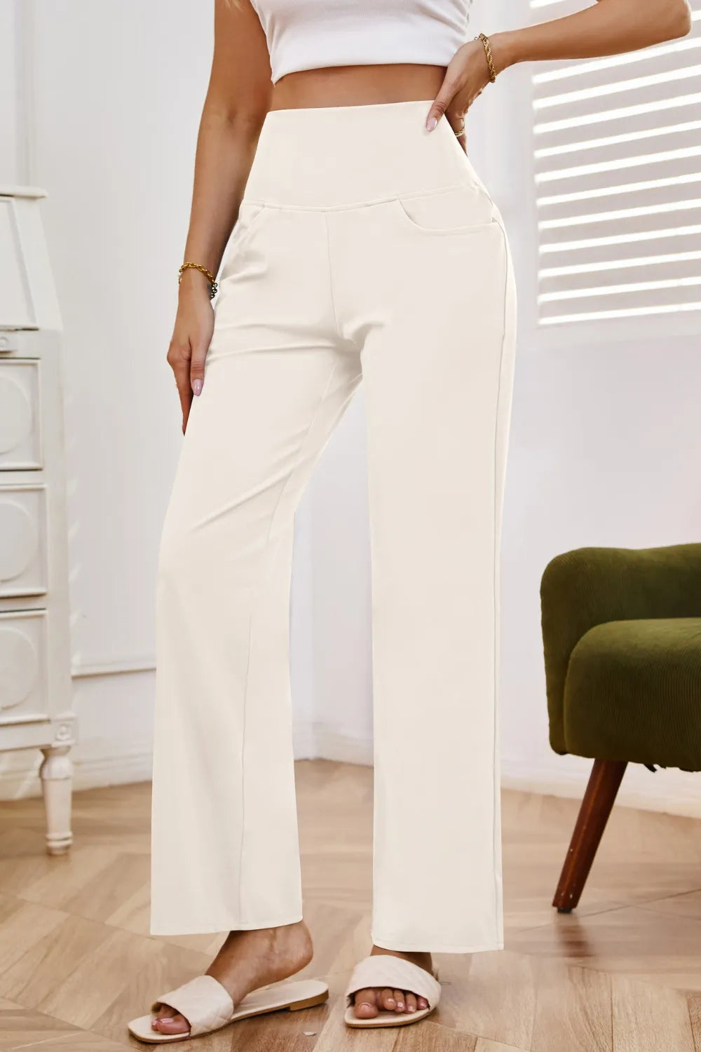 High Waist Wide Leg Pants with Pockets – Trendsi | ClozArt