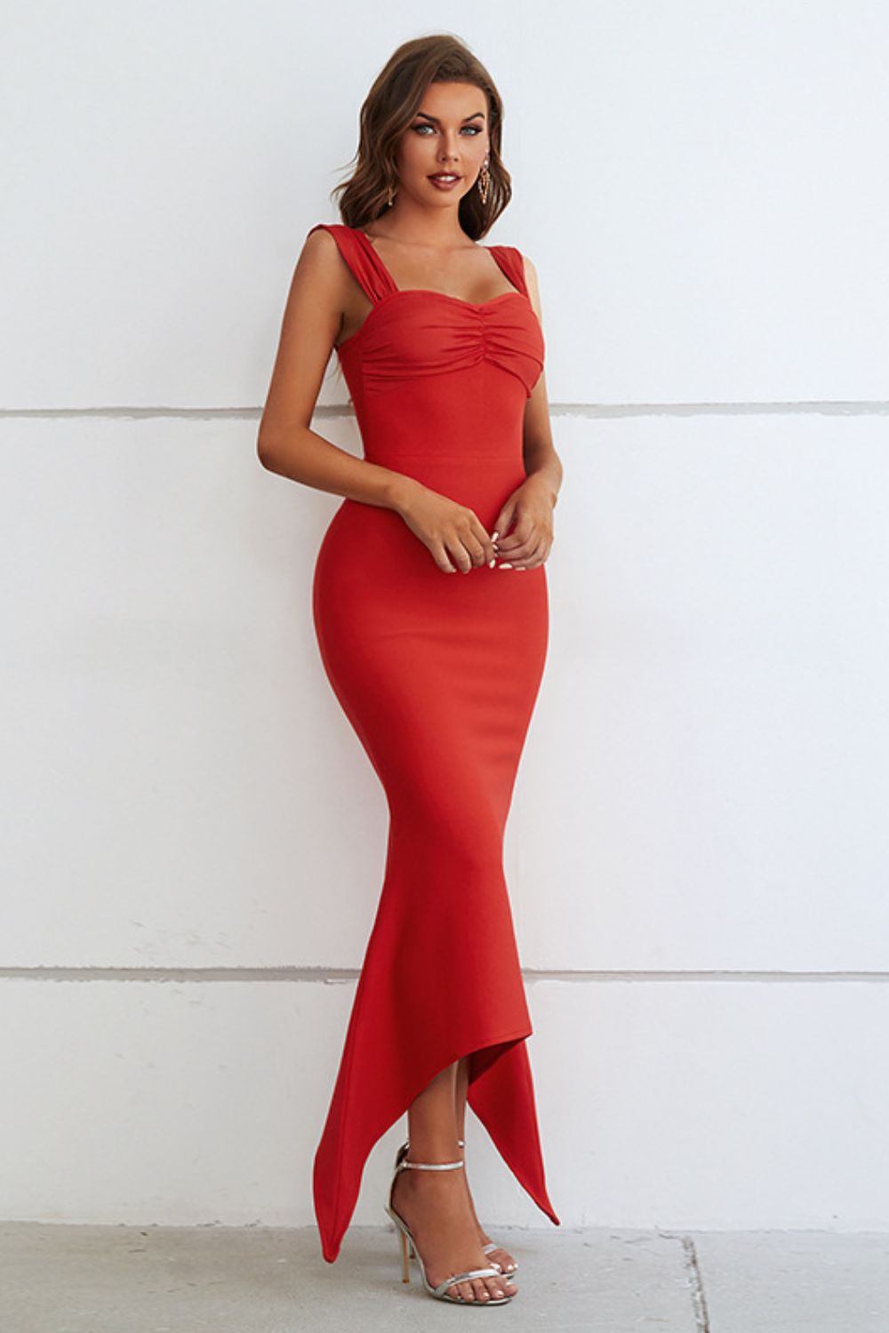 Ruched Sweetheart Neck Hem Detail Dress – Trendsi | ClozArt
