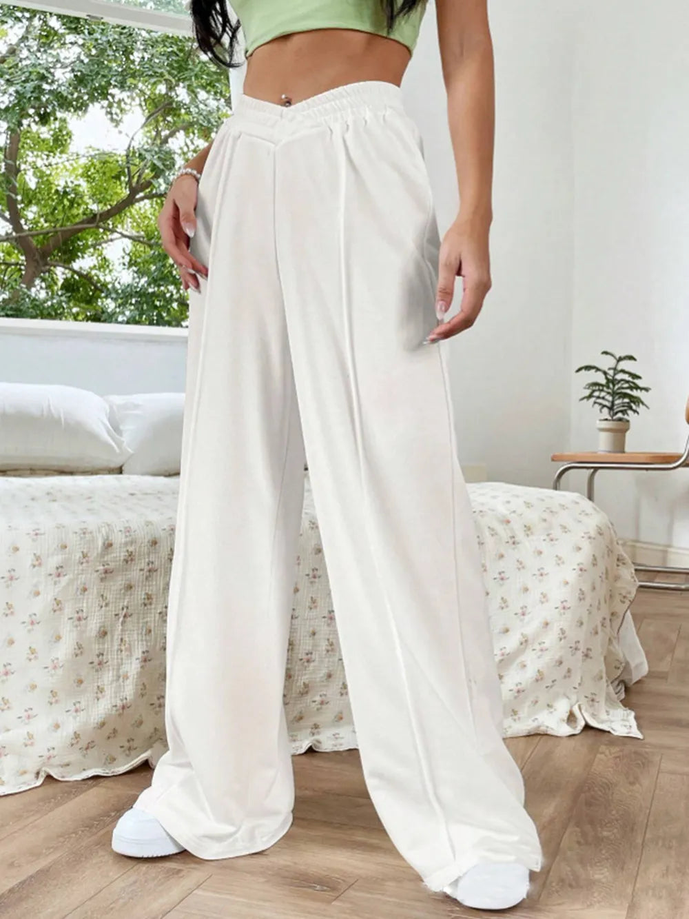 Elastic Waist Wide Leg Pants – Trendsi | ClozArt