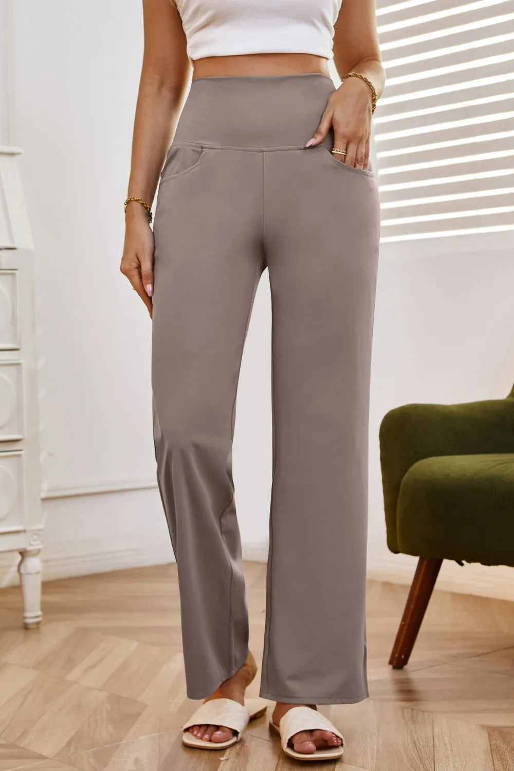 High Waist Wide Leg Pants with Pockets – Trendsi | ClozArt