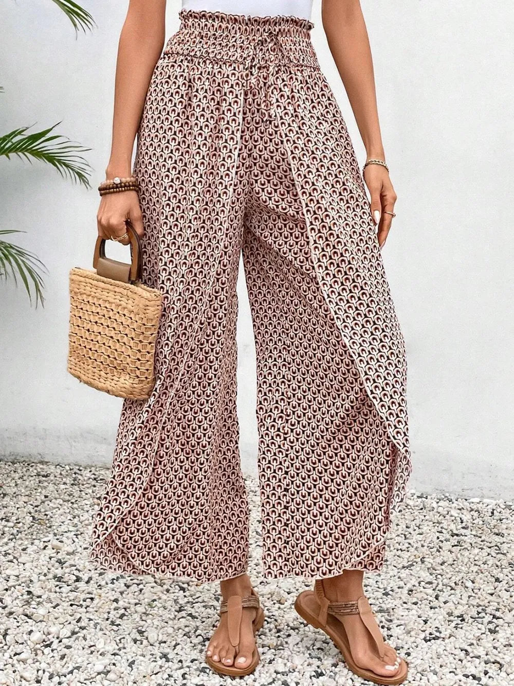 Tied Printed Wide Leg Pants – Trendsi | ClozArt