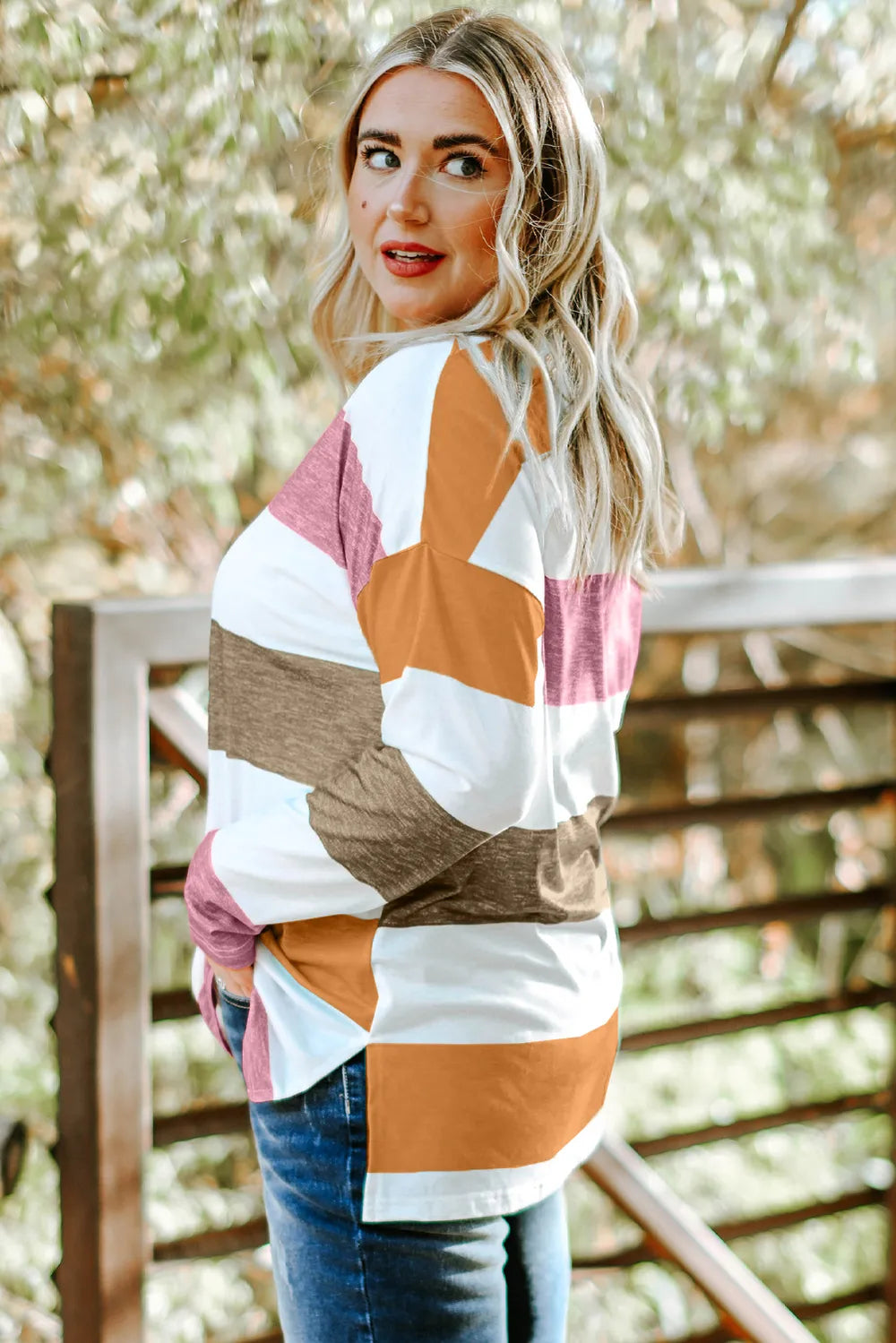 Plus Size Striped Slit Long Sleeve T-Shirt – Trendsi | ClozArt