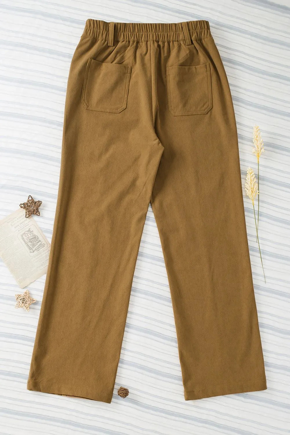 Half Elastic Waist Straight Pants – Trendsi | ClozArt