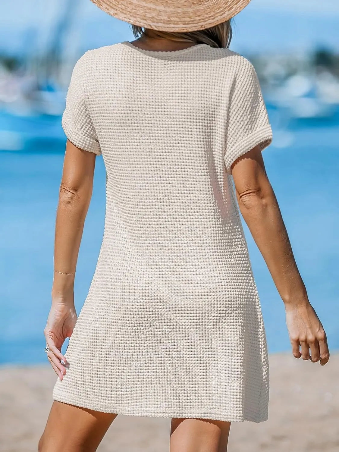 Twisted Front Notched Short Sleeve Dress – Trendsi | ClozArt