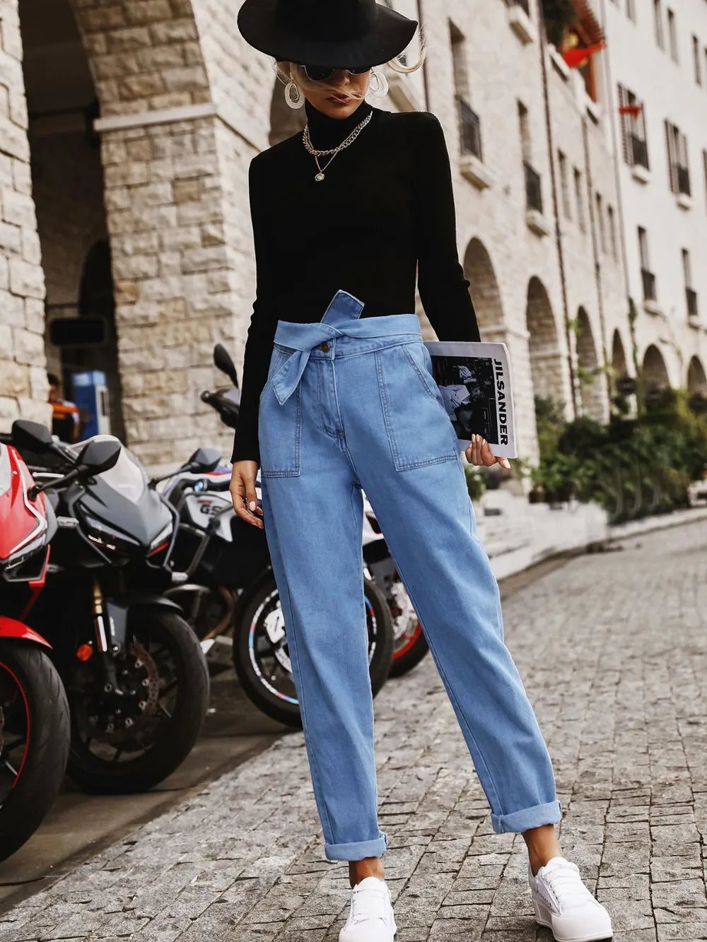 Tied Straight Jeans with Pockets – Trendsi | ClozArt