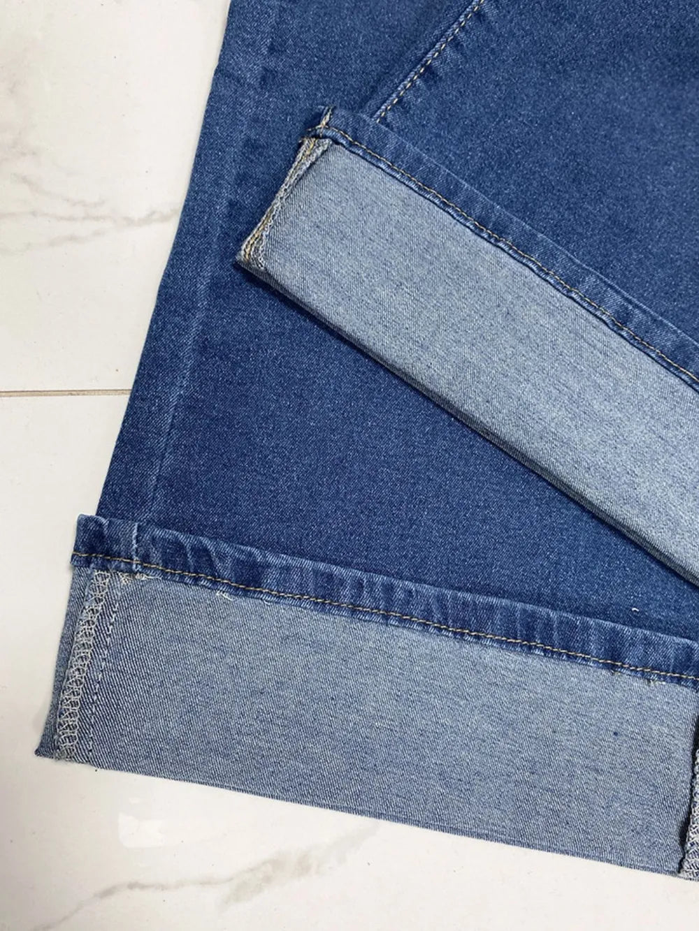 High Rise Rolled Straight Leg Jeans – Trendsi | ClozArt