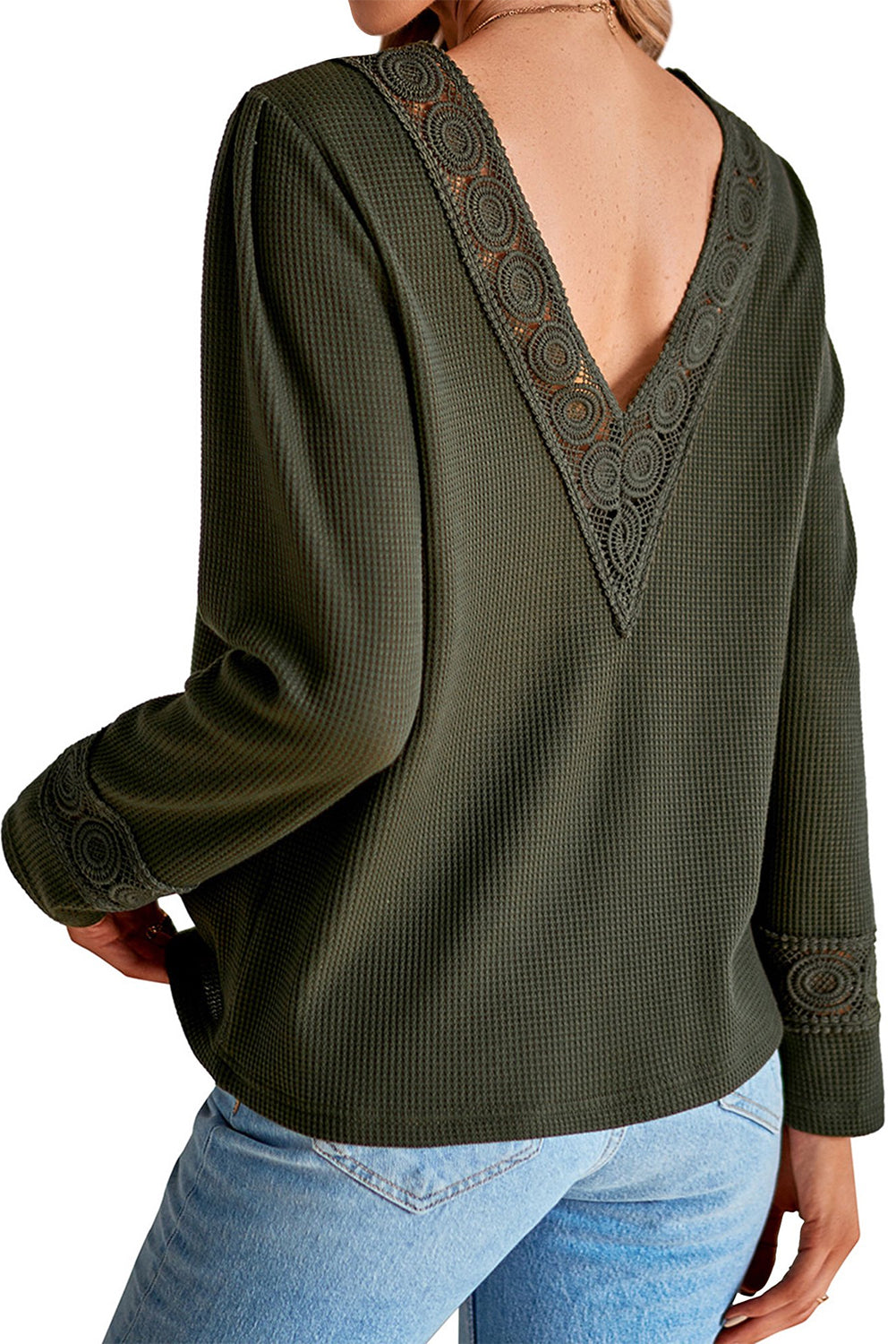 Lace Trim V-Neck Top – Trendsi | ClozArt
