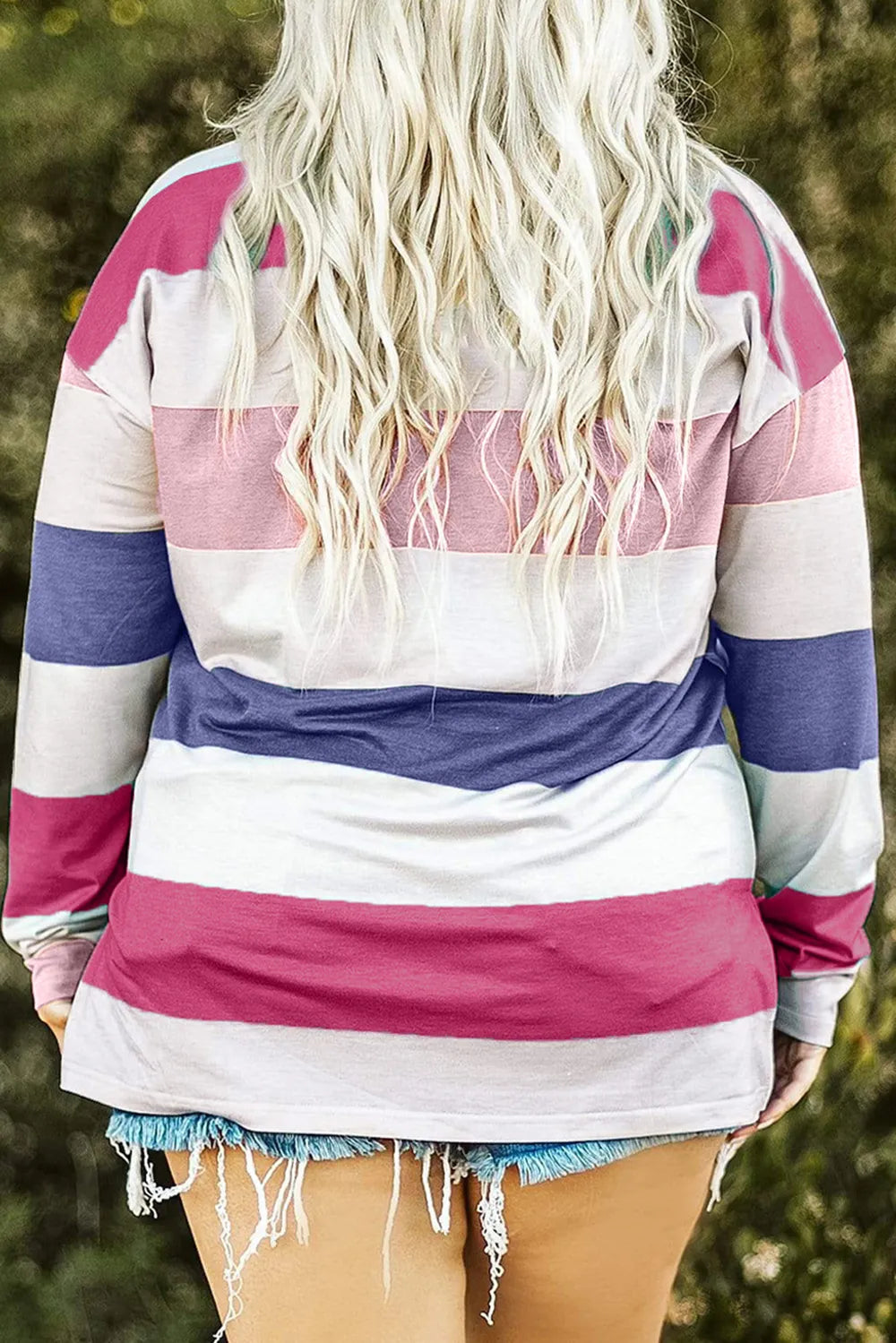 Plus Size Striped Slit Long Sleeve T-Shirt – Trendsi | ClozArt