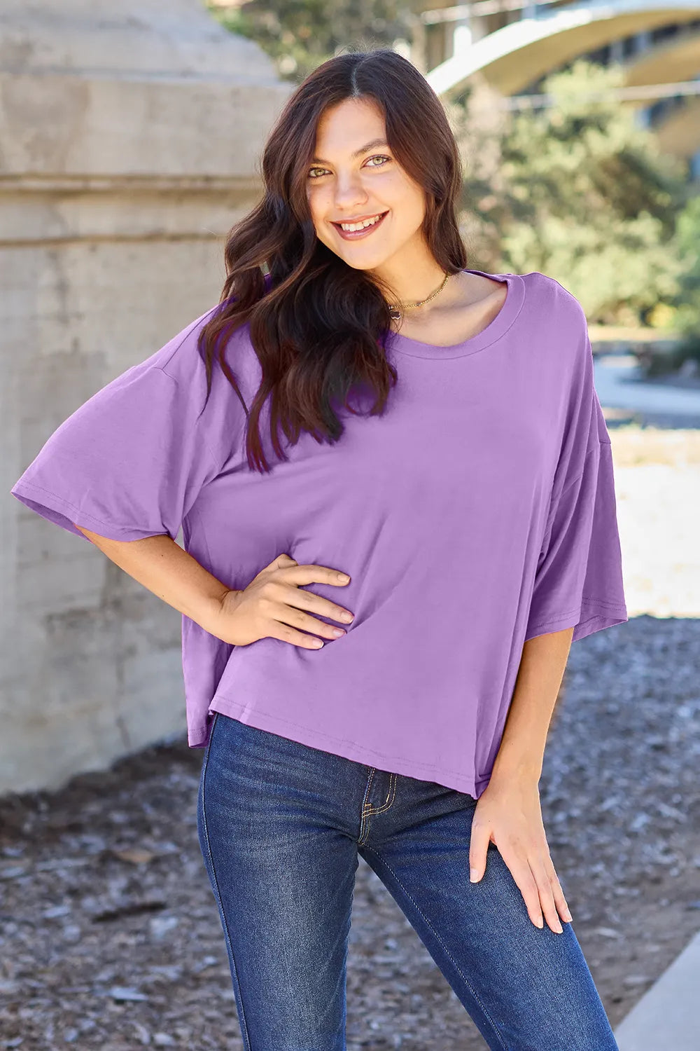 Basic Bae Bamboo Full Size Round Neck Drop Shoulder T-Shirt – Trendsi | ClozArt