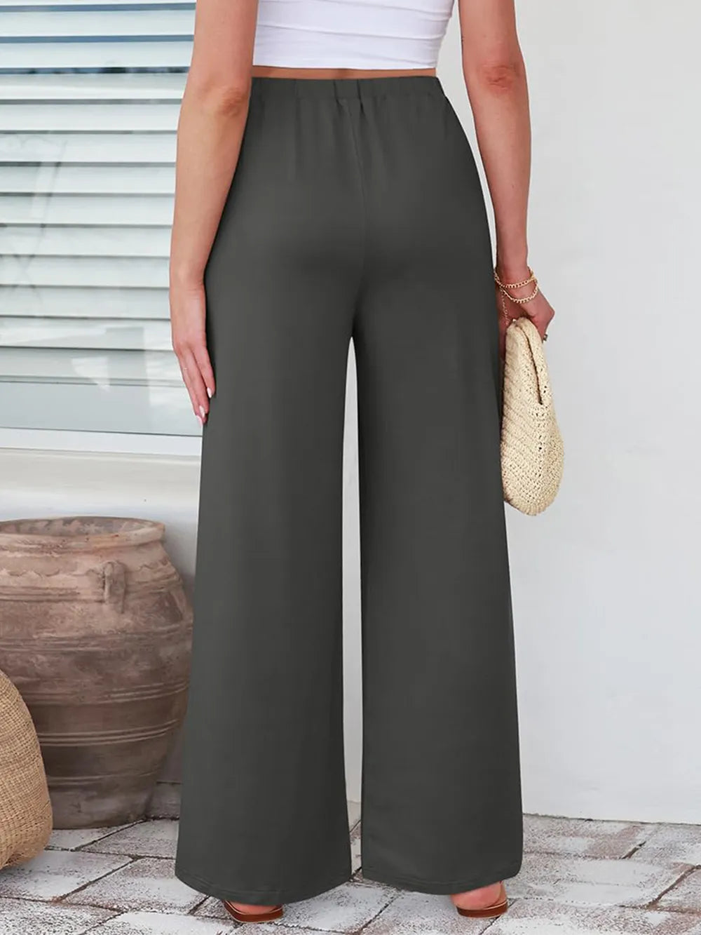 Elastic Waist Wide Leg Pants – Trendsi | ClozArt