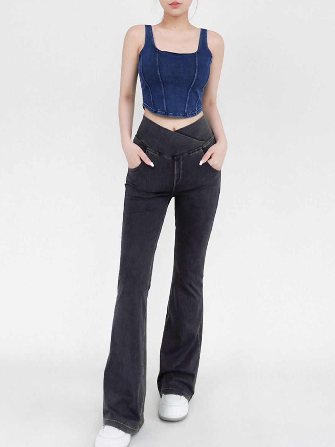 Wide Waistband Bootcut Jeans with Pockets – Trendsi | ClozArt