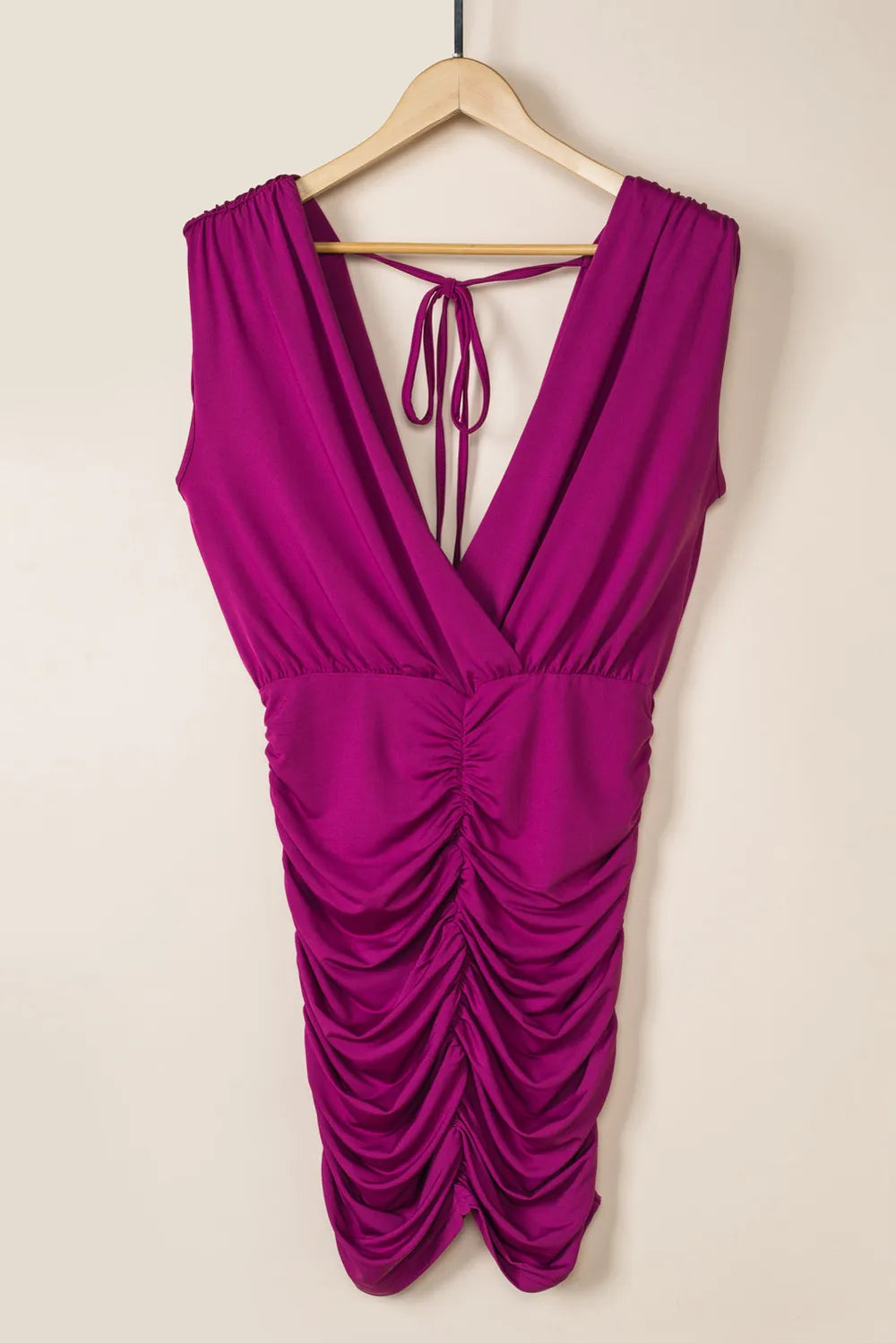 Ruched Surplice Sleeveless Wrap Dress – Trendsi | ClozArt