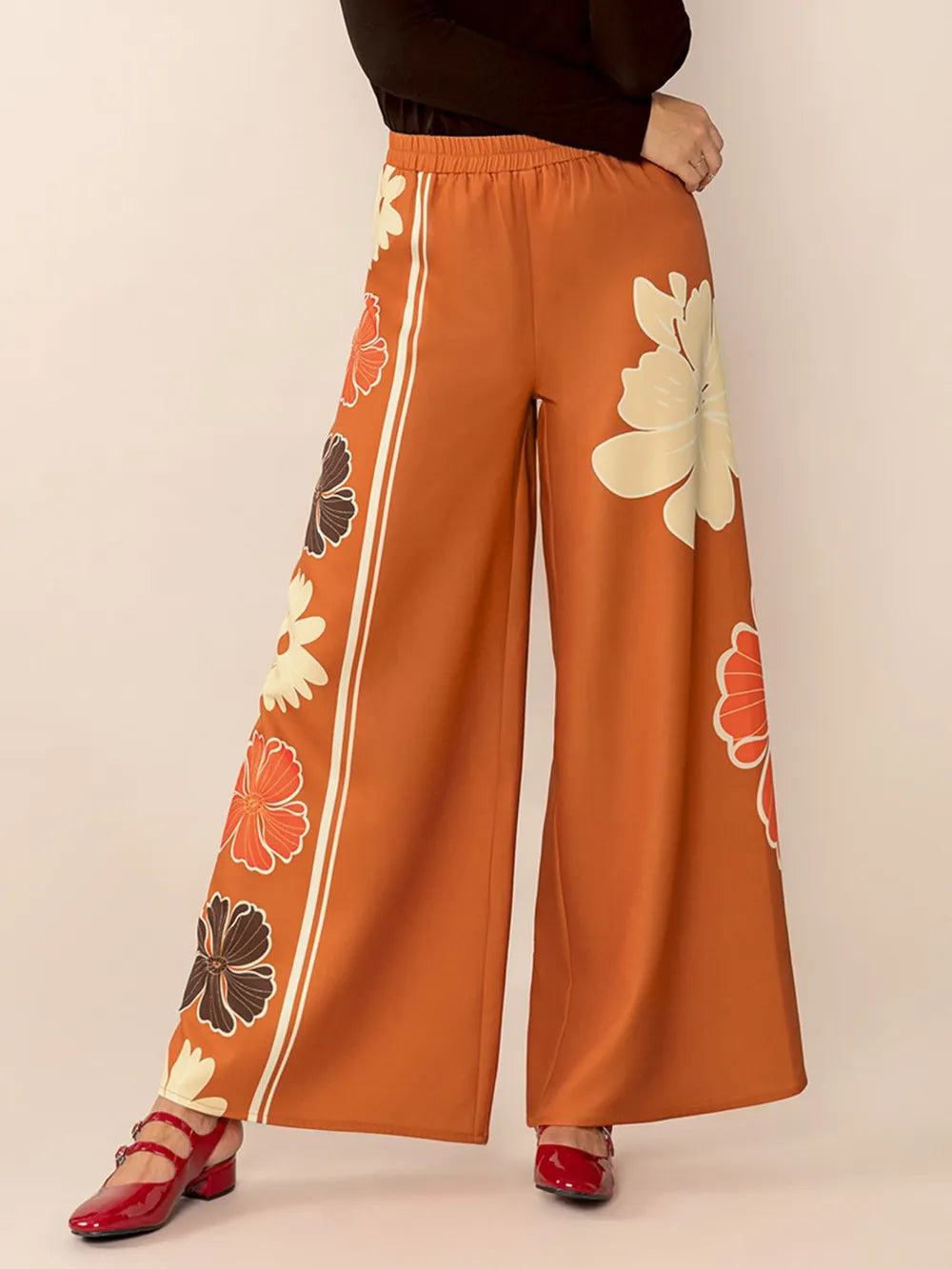 Printed Elastic Waist Wide Leg Pants – Trendsi | ClozArt