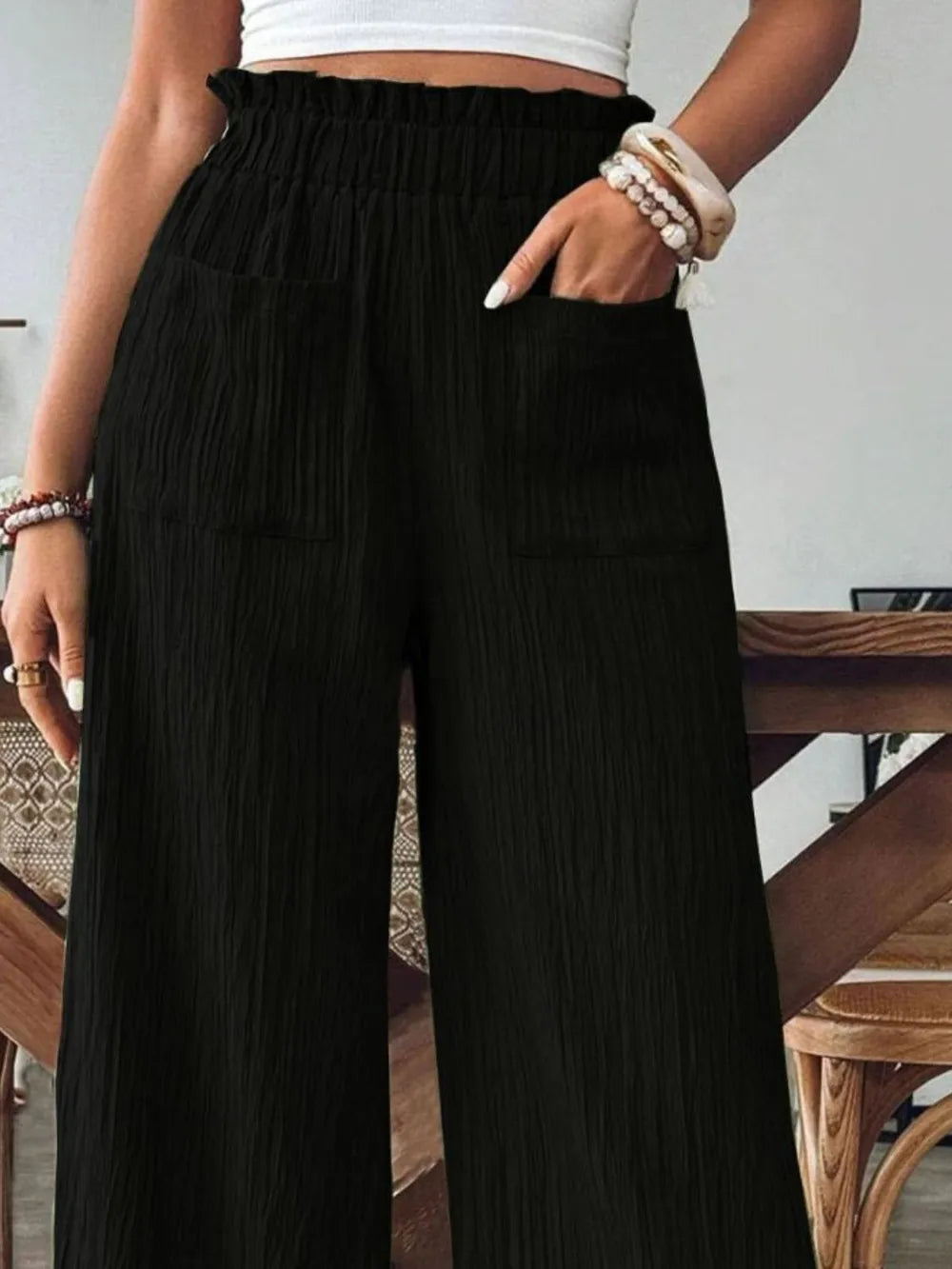 Pocketed Elastic Waist Wide Leg Pants – Trendsi | ClozArt