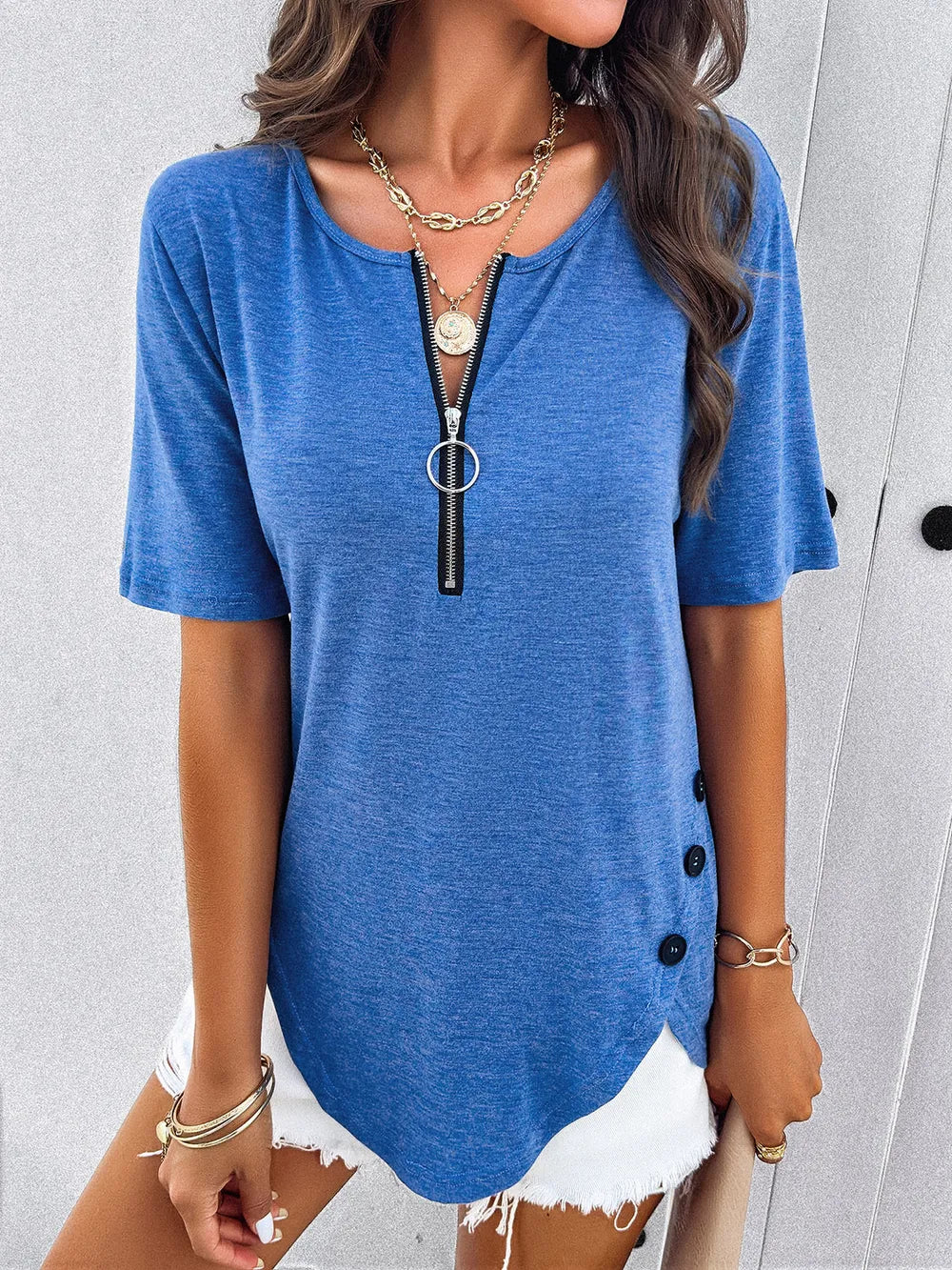 Devine Half Zip Half Sleeve T-Shirt – Trendsi | ClozArt
