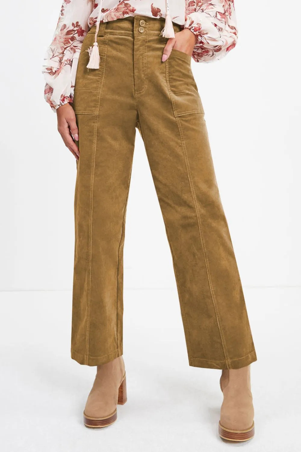 Half Elastic Waist Straight Pants – Trendsi | ClozArt