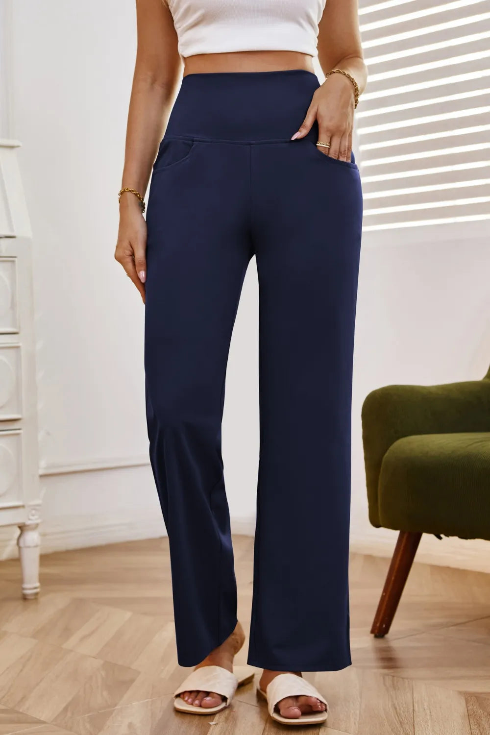 High Waist Wide Leg Pants with Pockets – Trendsi | ClozArt