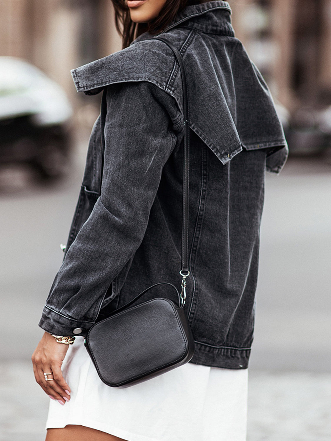 Collared Neck Button Down Denim Jacket – Trendsi | ClozArt