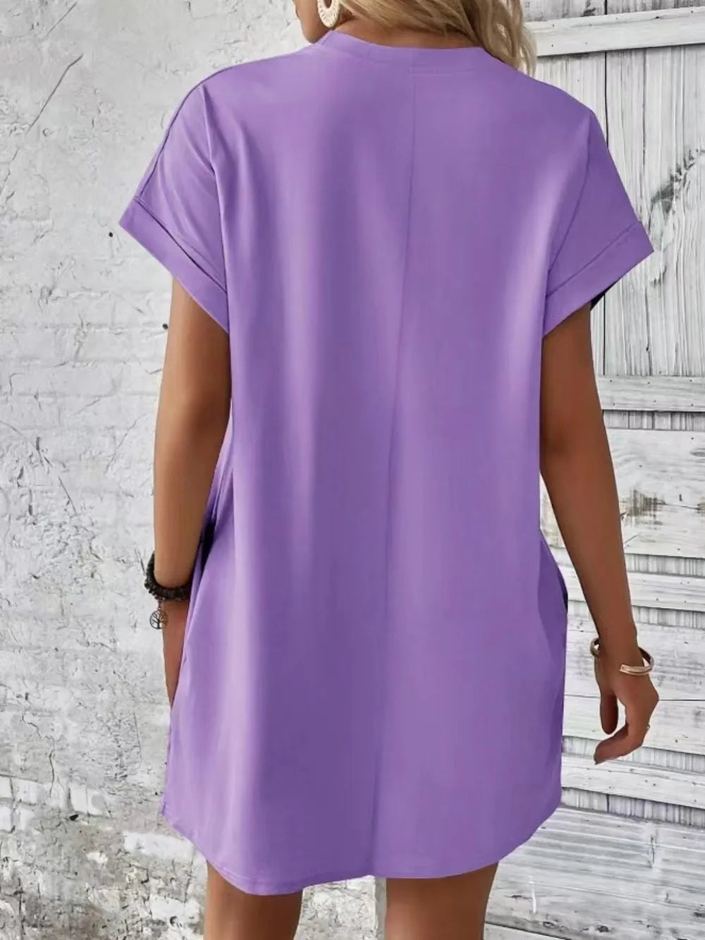 Pocketed Round Neck Short Sleeve Dress – Trendsi | ClozArt