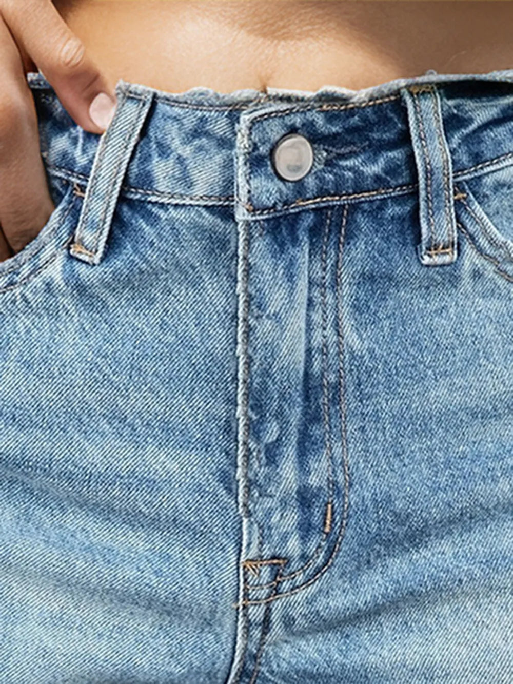 Raw Hem Denim Shorts with Pockets – Trendsi | ClozArt