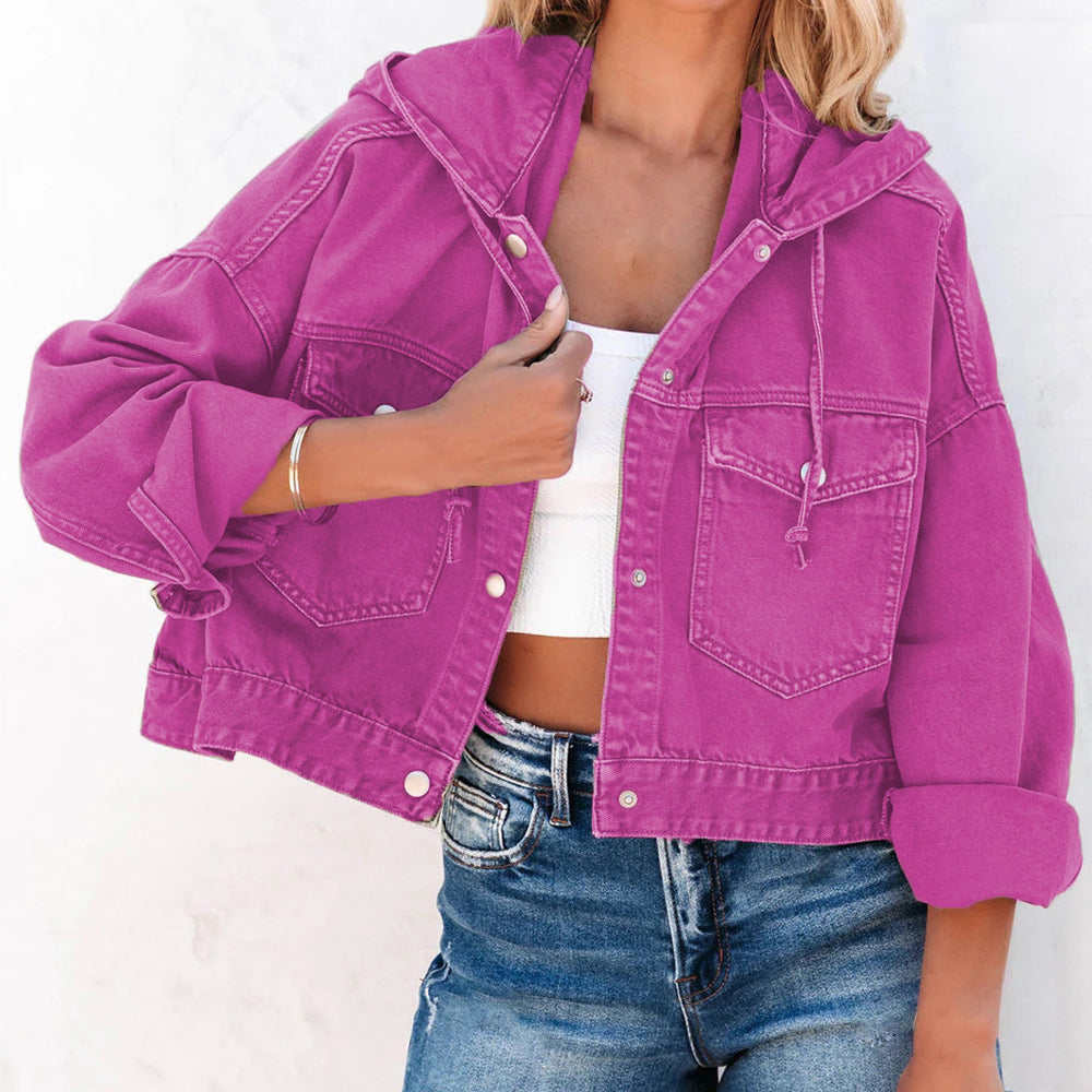Hooded Dropped Shoulder Denim Jacket – Trendsi | ClozArt