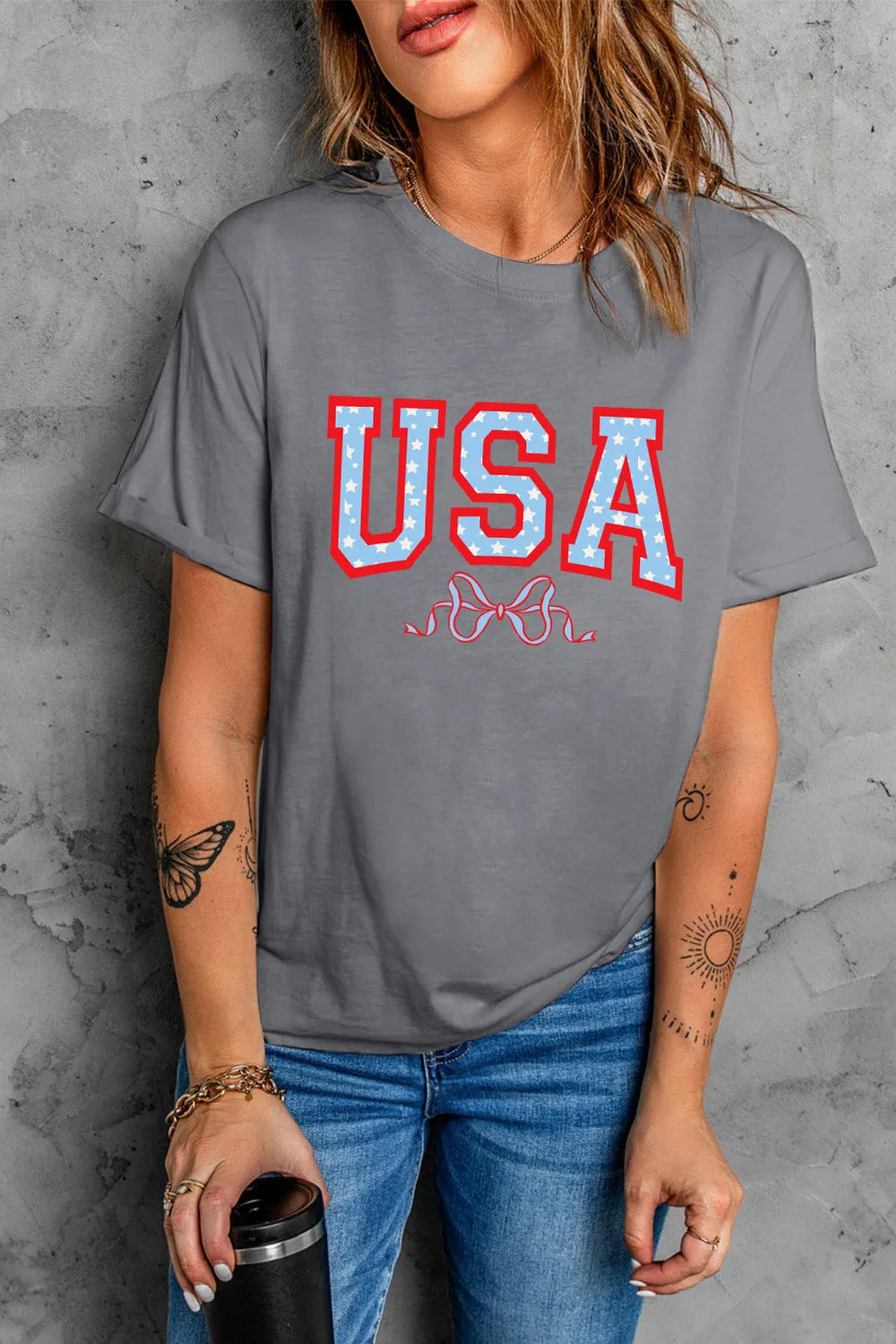 USA Round Neck Short Sleeve T-Shirt – Trendsi | ClozArt