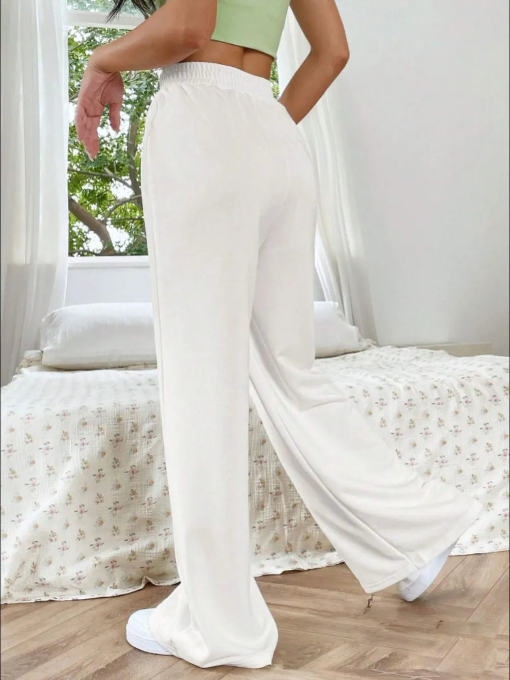 Elastic Waist Wide Leg Pants – Trendsi | ClozArt
