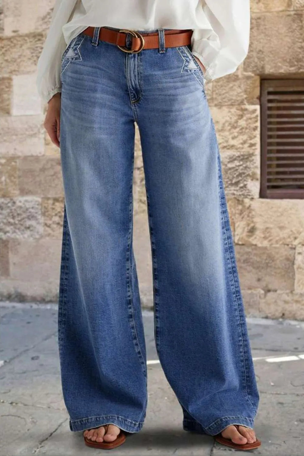 Pocketed Embroidered Straight Leg Jeans – Trendsi | ClozArt