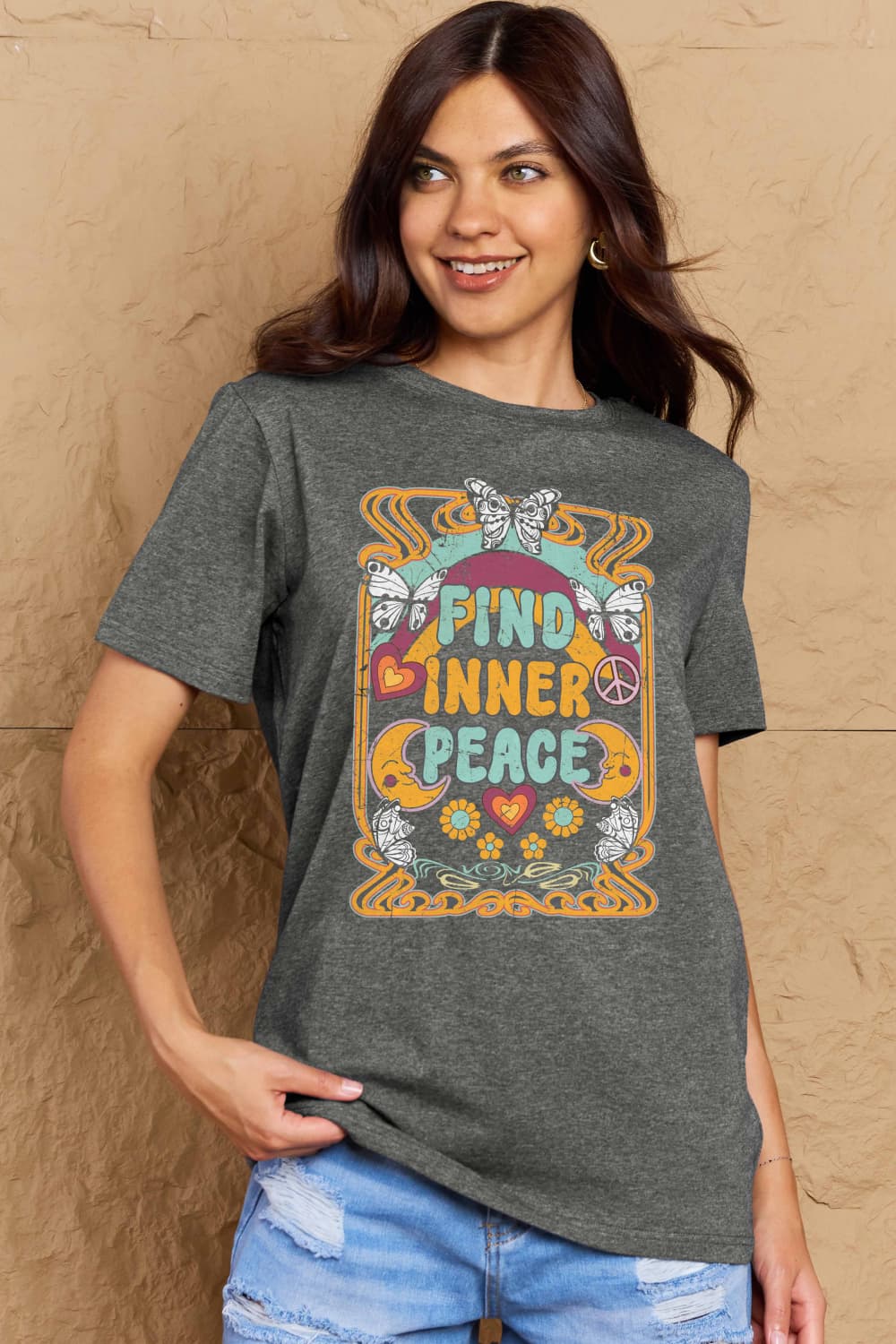 Simply Love Full Size FIND INNER PEACE Graphic Cotton T-Shirt – Trendsi | ClozArt