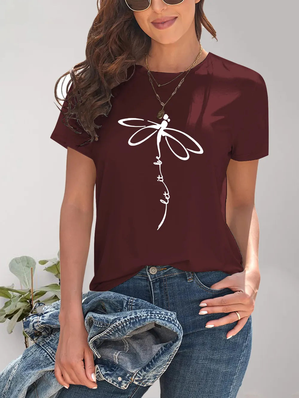 Dragonfly Graphic Round Neck Short Sleeve T-Shirt – Trendsi | ClozArt