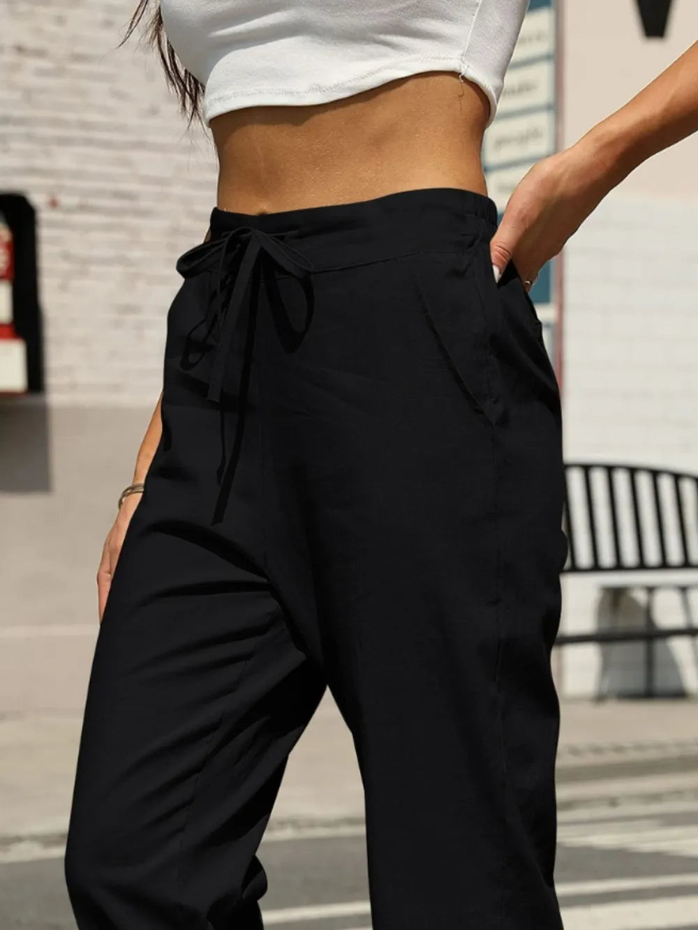 Elastic Waist Tapered Pants – Trendsi | ClozArt