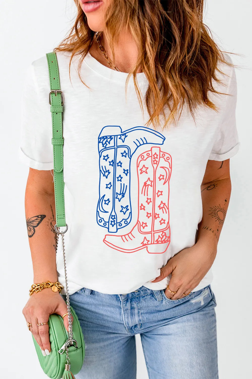 Boot Graphic Round Neck Short Sleeve T-Shirt – Trendsi | ClozArt