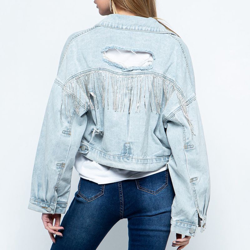 Cropped Collared Neck Dropped Shoulder Denim Jacket – Trendsi | ClozArt