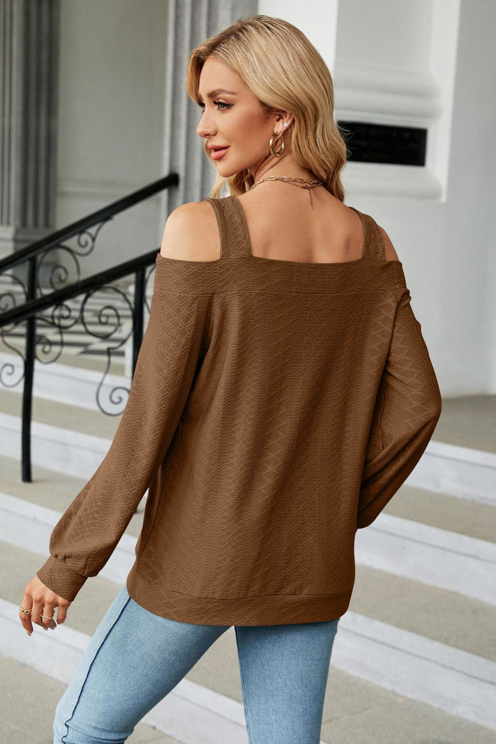 Cold Shoulder Square Neck Cutout Blouse – Trendsi | ClozArt