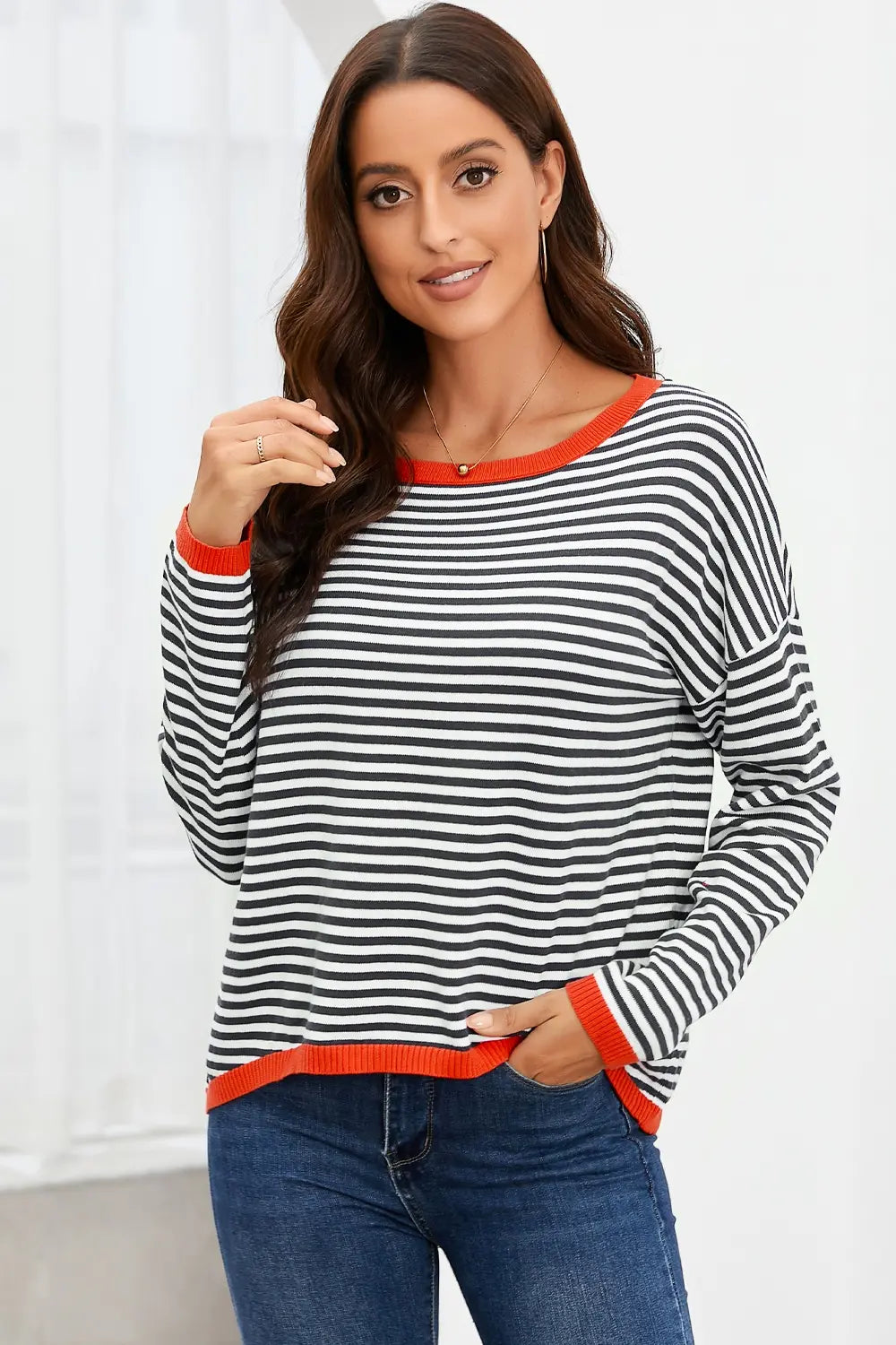 Striped Round Neck Drop Shoulder T-Shirt – Trendsi | ClozArt