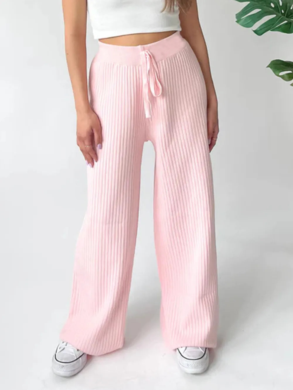 Ribbed Wide Leg Sweater Pants – Trendsi | ClozArt