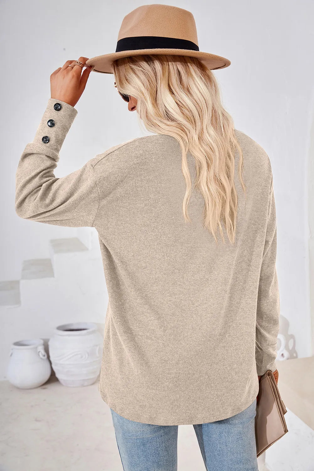 V-Neck Dropped Shoulder T-Shirt – Trendsi | ClozArt